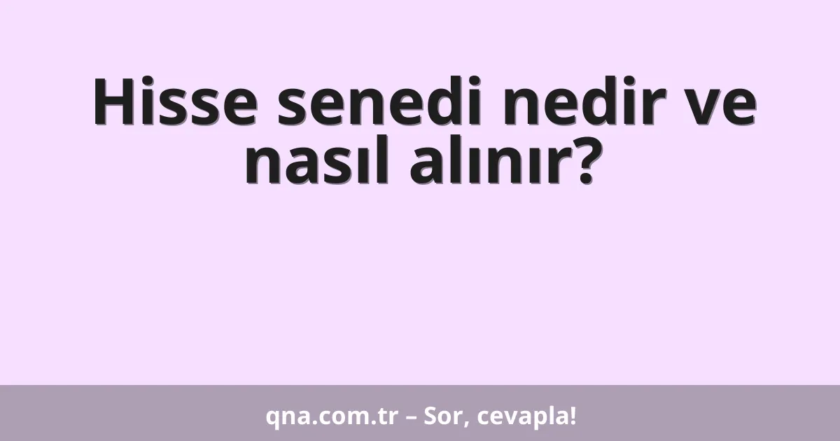 Hisse senedi nedir ve nasıl alınır?