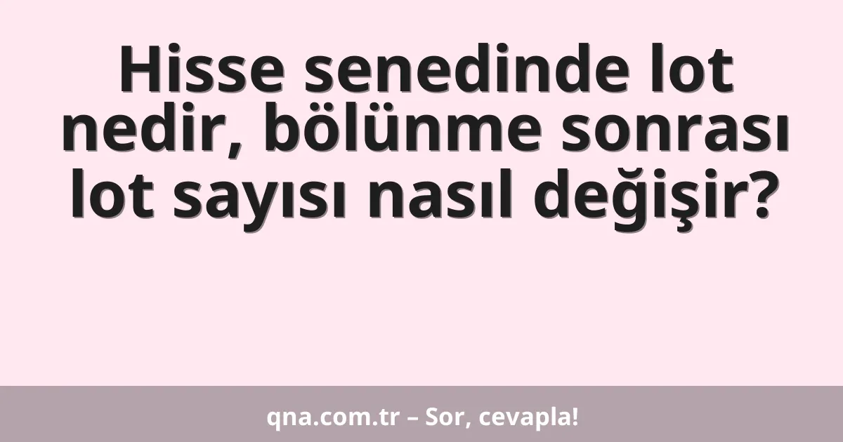 Hisse senedinde lot nedir, bölünme sonrası lot sayısı nasıl değişir?