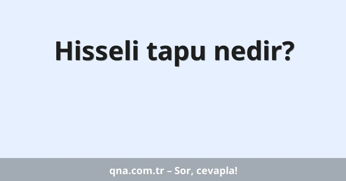 Hisseli tapu nedir?
