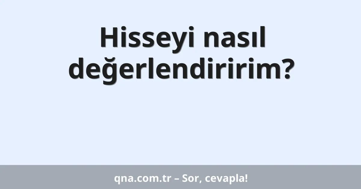 Hisseyi nasıl değerlendiririm?