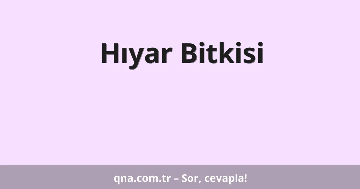 Hıyar Bitkisi