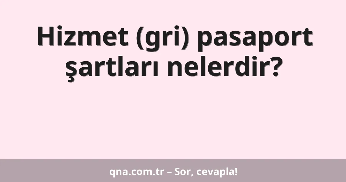 Hizmet (gri) pasaport şartları nelerdir?