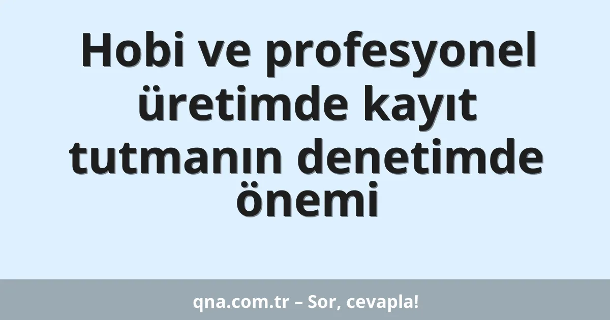 Hobi ve profesyonel üretimde kayıt tutmanın denetimde önemi
