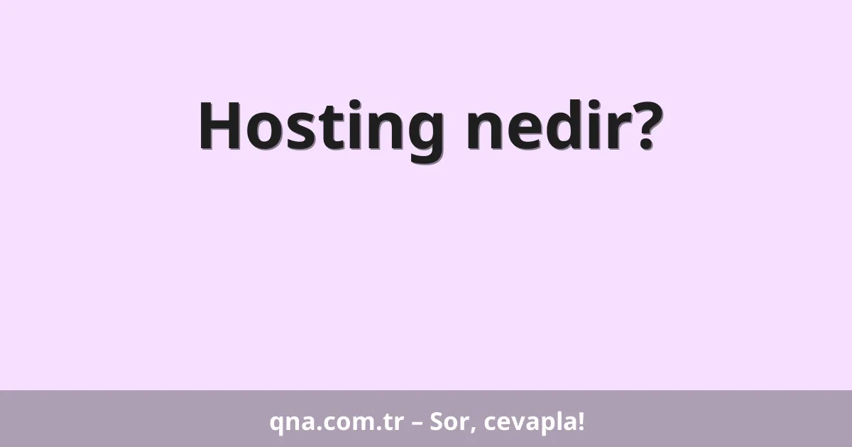 Hosting nedir?