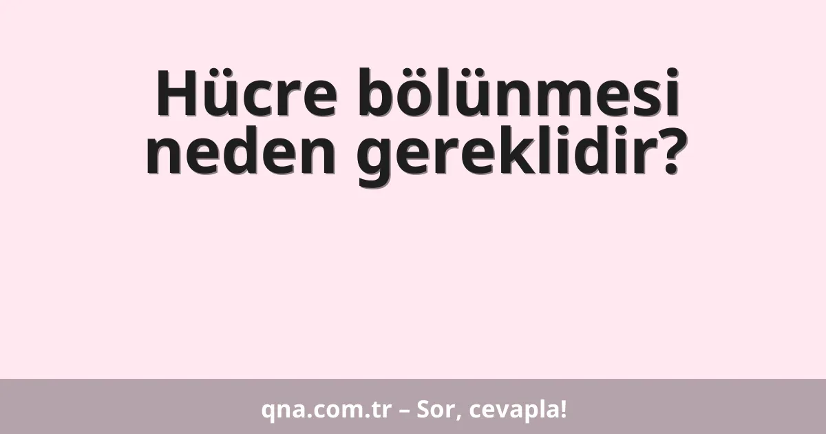 Hücre bölünmesi neden gereklidir?