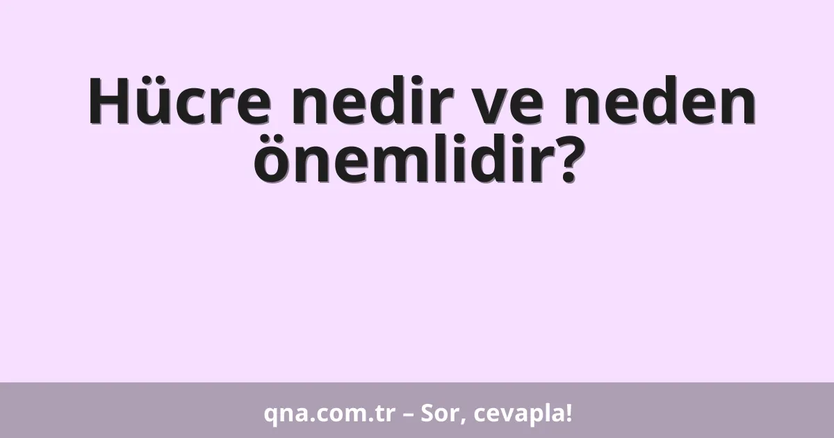 Hücre nedir ve neden önemlidir?
