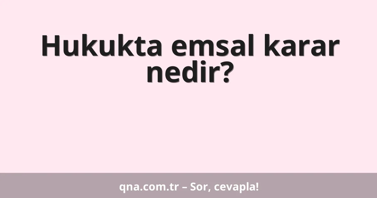 Hukukta emsal karar nedir?