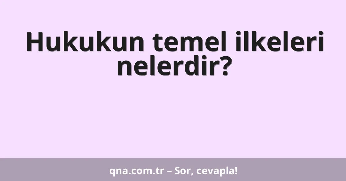 Hukukun temel ilkeleri nelerdir?