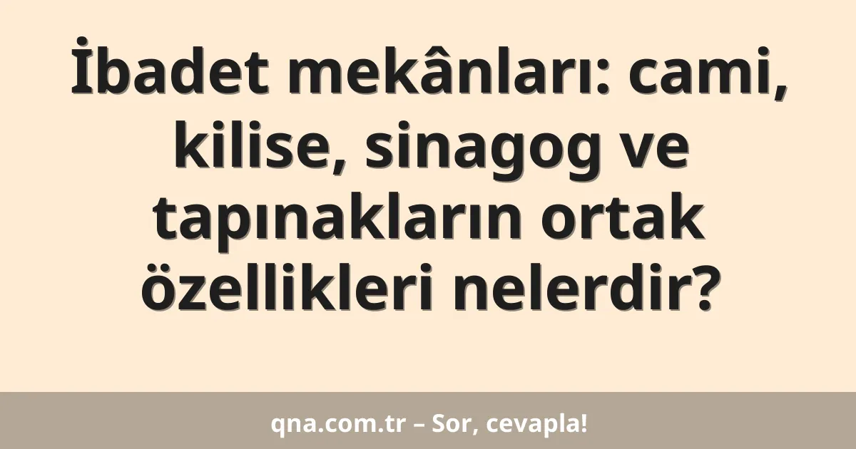 İbadet mekânları: cami, kilise, sinagog ve tapınakların ortak özellikleri nelerdir?