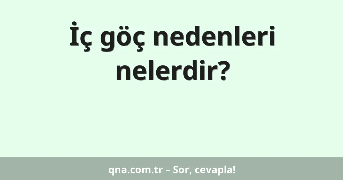 İç göç nedenleri nelerdir?