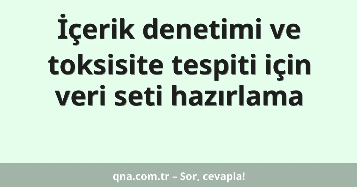 İçerik denetimi ve toksisite tespiti için veri seti hazırlama