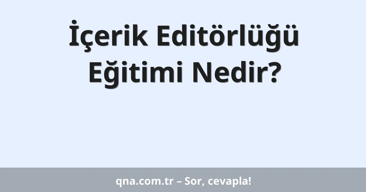 İçerik Editörlüğü Eğitimi Nedir?