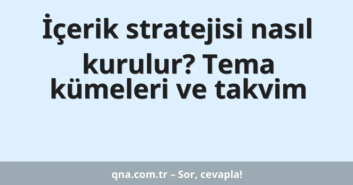 İçerik stratejisi nasıl kurulur? Tema kümeleri ve takvim