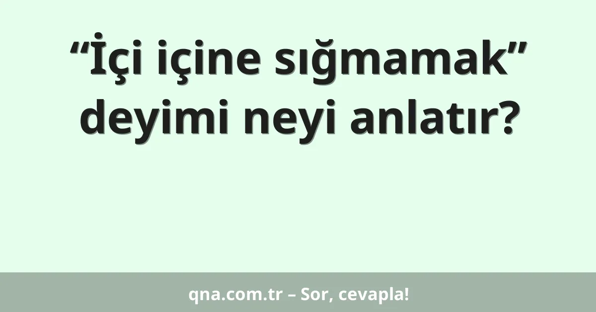 “İçi içine sığmamak” deyimi neyi anlatır?