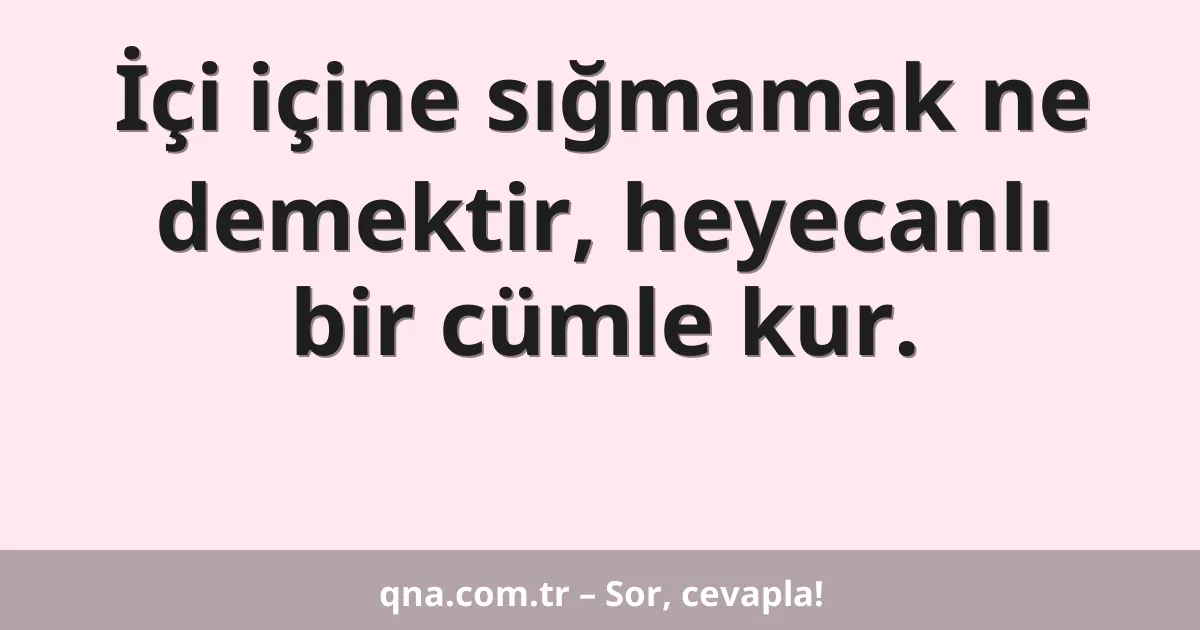 İçi içine sığmamak ne demektir, heyecanlı bir cümle kur.