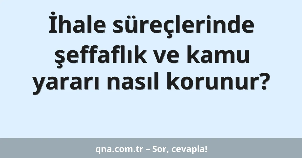 İhale süreçlerinde şeffaflık ve kamu yararı nasıl korunur?