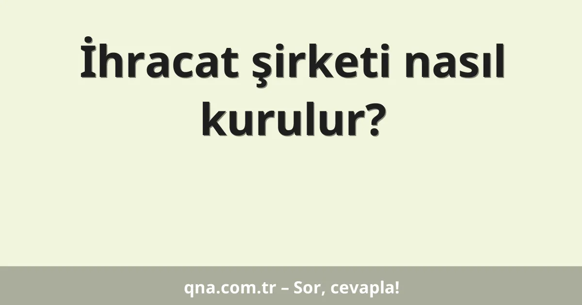 İhracat şirketi nasıl kurulur?