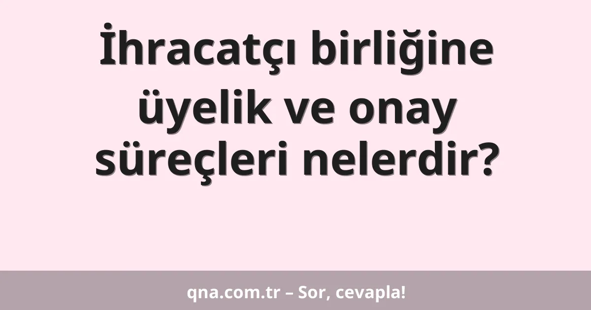 İhracatçı birliğine üyelik ve onay süreçleri nelerdir?
