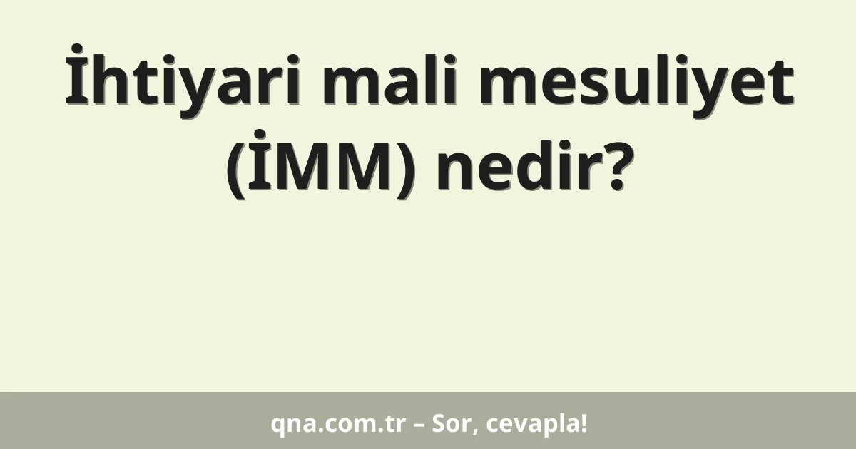 İhtiyari mali mesuliyet (İMM) nedir?