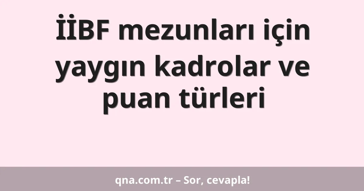 İİBF mezunları için yaygın kadrolar ve puan türleri
