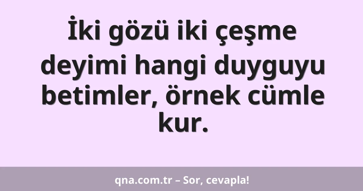 İki gözü iki çeşme deyimi hangi duyguyu betimler, örnek cümle kur.