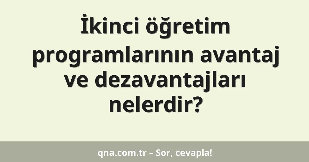 İkinci öğretim programlarının avantaj ve dezavantajları nelerdir?