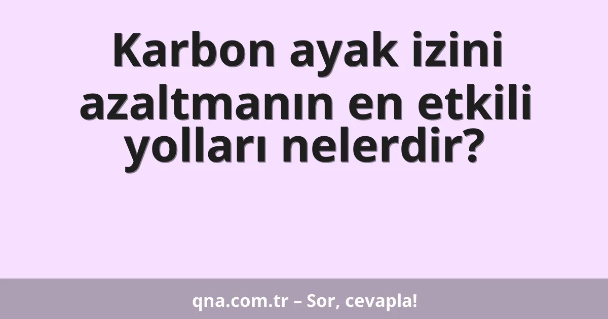İklim değişikliği ile mücadelede karbon ayak izini azaltmanın en etkili yolları nelerdir?