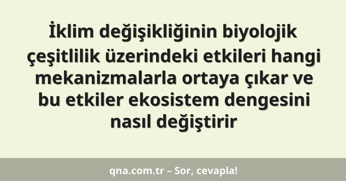 İklim değişikliğinin biyolojik çeşitlilik üzerindeki etkileri hangi mekanizmalarla ortaya çıkar ve bu etkiler ekosistem dengesini nasıl değiştirir