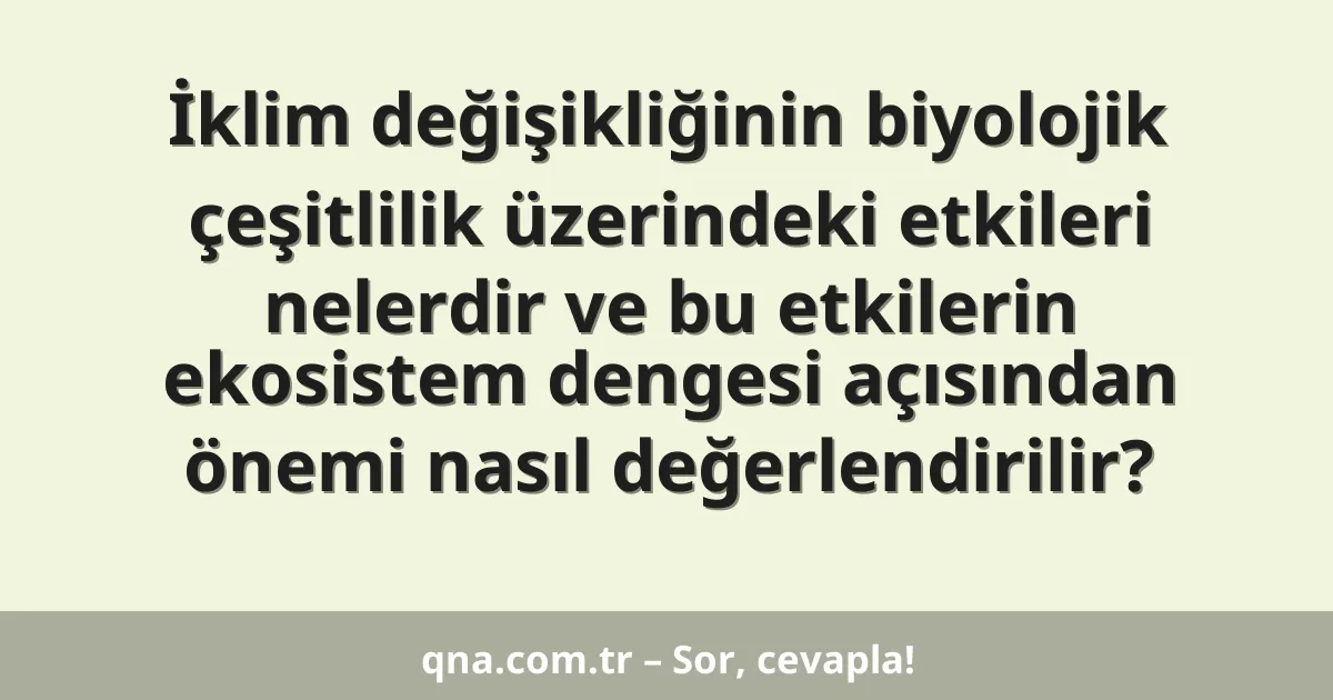 İklim değişikliğinin biyolojik çeşitlilik üzerindeki etkileri nelerdir ve bu etkilerin ekosistem dengesi açısından önemi nasıl değerlendirilir?
