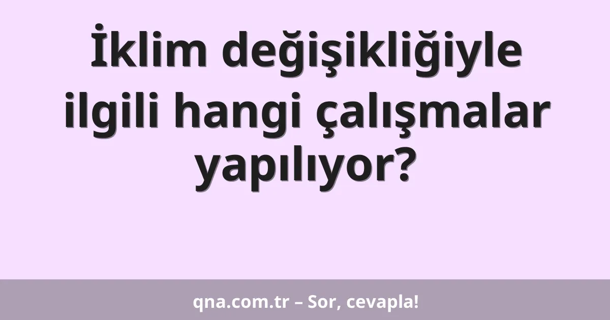 İklim değişikliğiyle ilgili hangi çalışmalar yapılıyor?