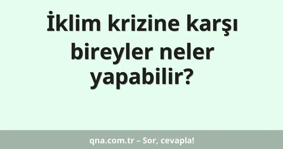 İklim krizine karşı bireyler neler yapabilir?