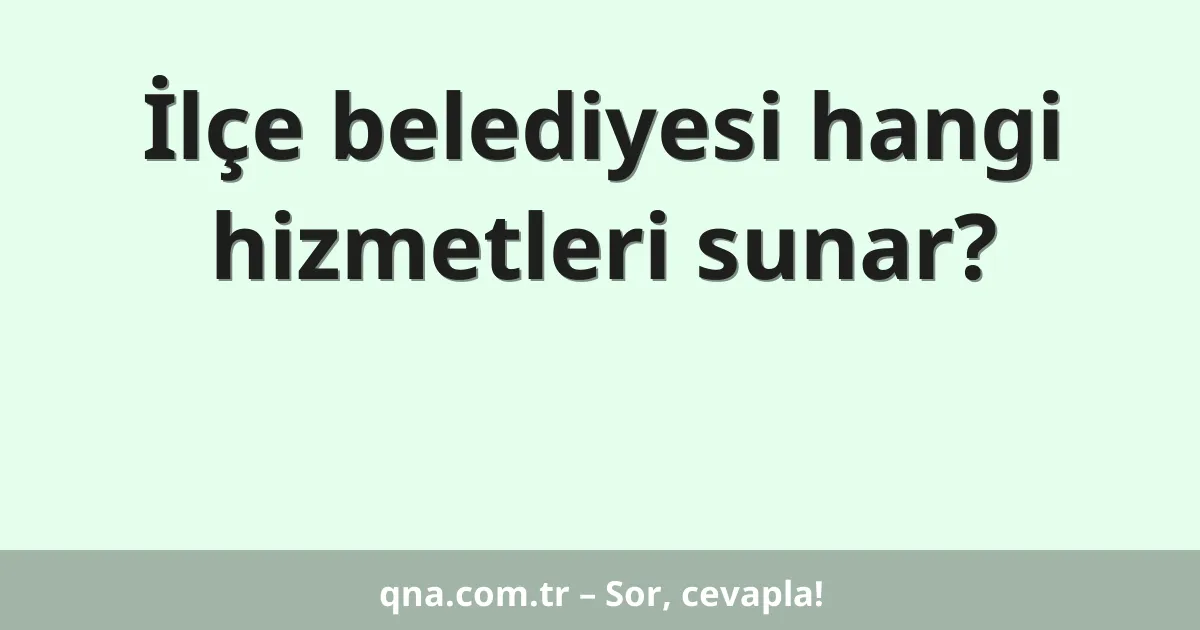 İlçe belediyesi hangi hizmetleri sunar?