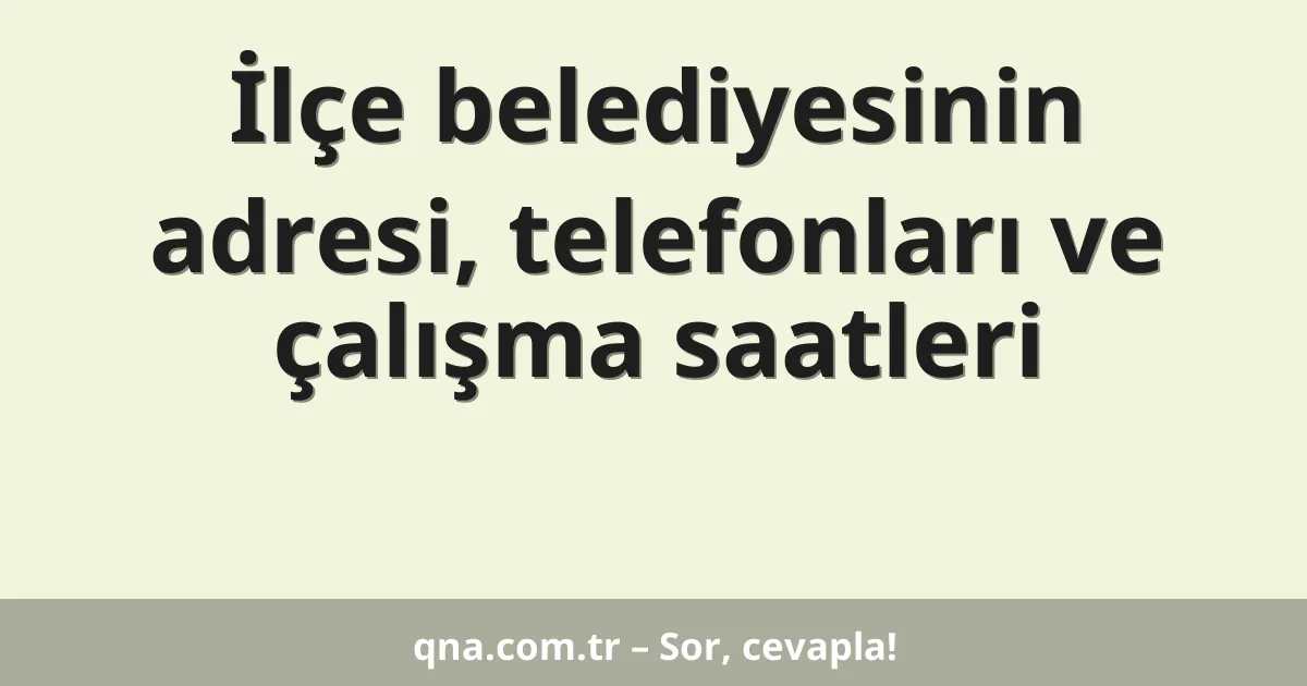 İlçe belediyesinin adresi, telefonları ve çalışma saatleri