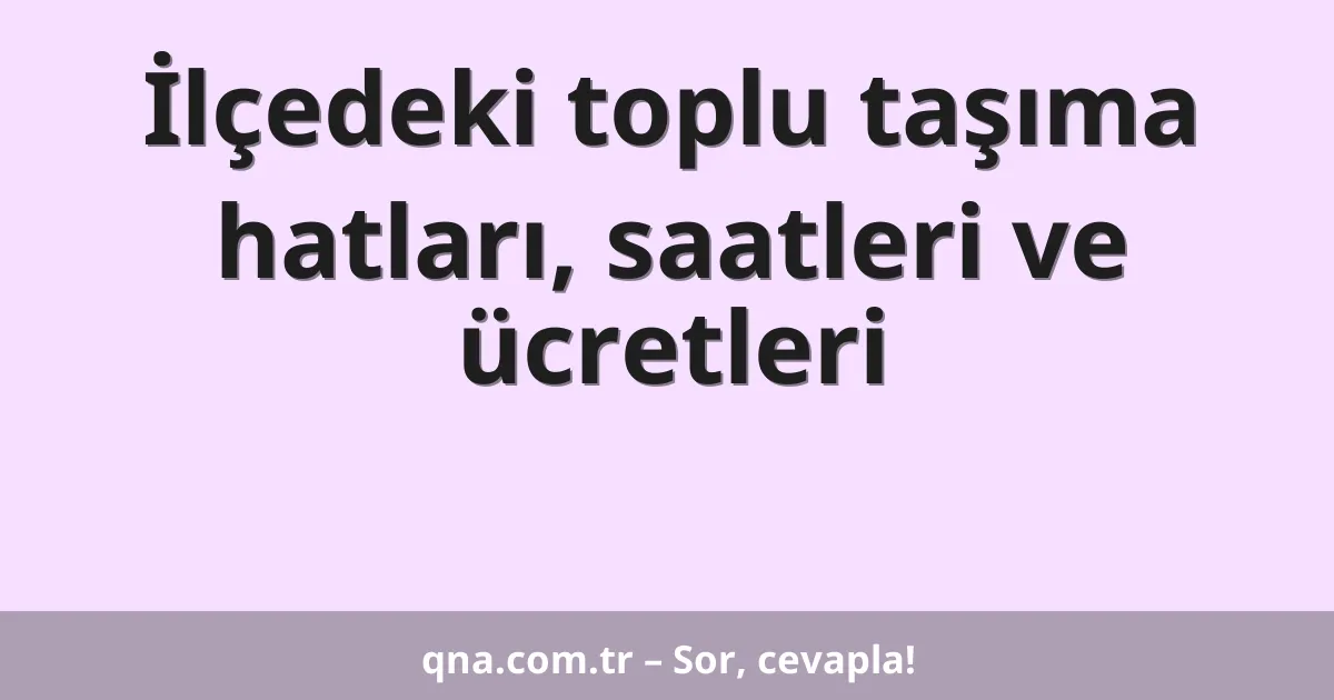 İlçedeki toplu taşıma hatları, saatleri ve ücretleri