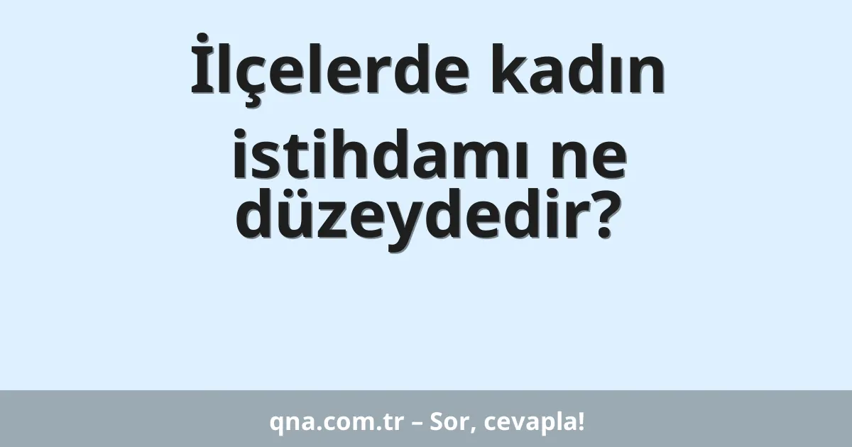 İlçelerde kadın istihdamı ne düzeydedir?