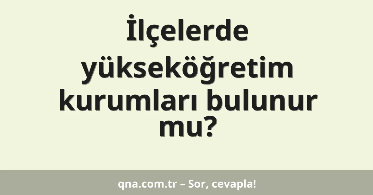 İlçelerde yükseköğretim kurumları bulunur mu?