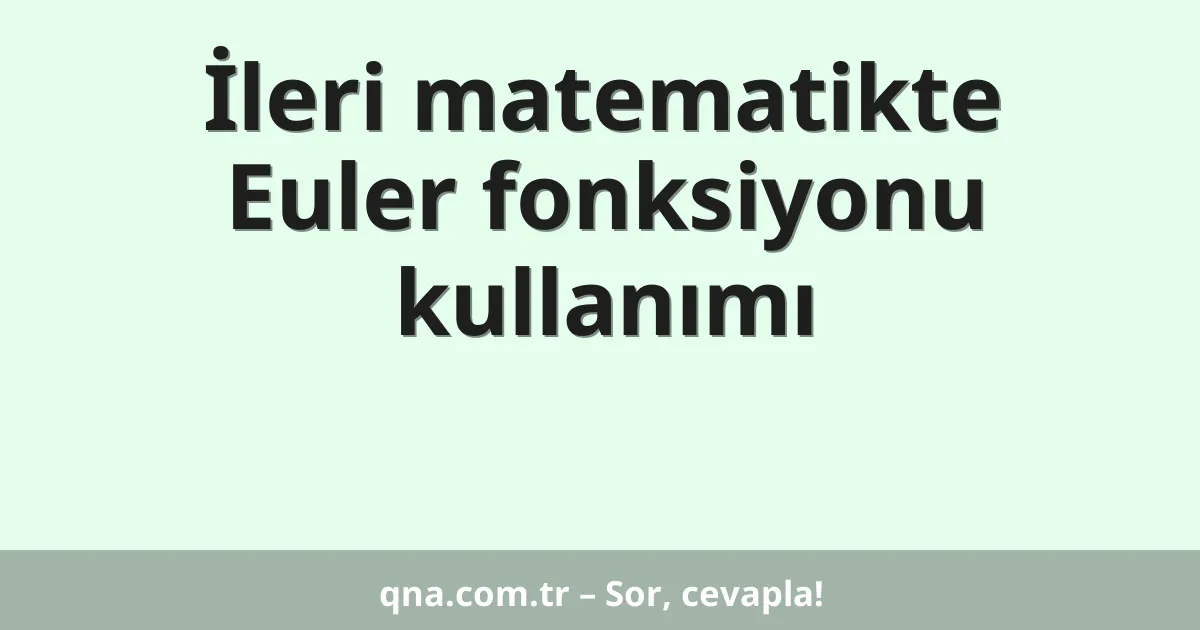 İleri matematikte Euler fonksiyonu kullanımı