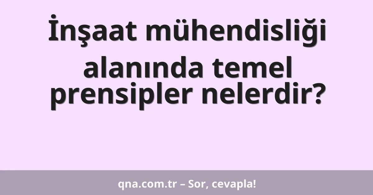 İnşaat mühendisliği alanında temel prensipler nelerdir?