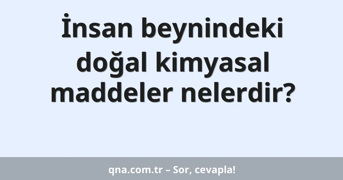 İnsan beynindeki doğal kimyasal maddeler nelerdir?