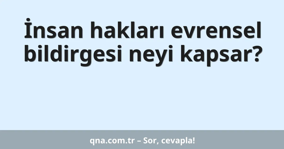 İnsan hakları evrensel bildirgesi neyi kapsar?