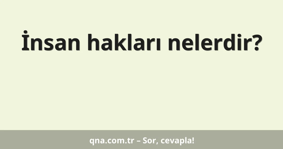 İnsan hakları nelerdir?