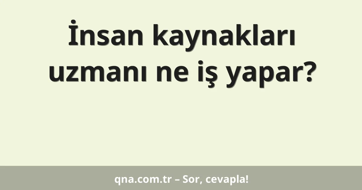 İnsan kaynakları uzmanı ne iş yapar?