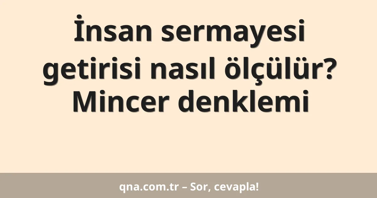 İnsan sermayesi getirisi nasıl ölçülür? Mincer denklemi