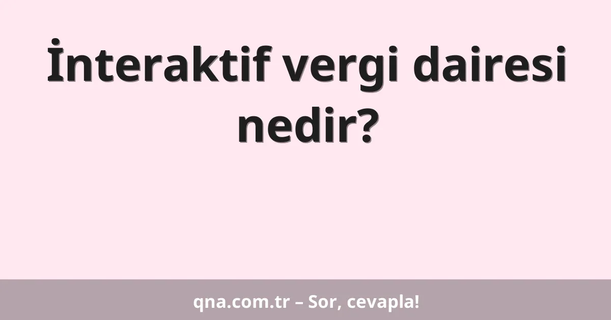 İnteraktif vergi dairesi nedir?