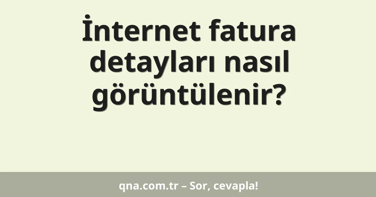 İnternet fatura detayları nasıl görüntülenir?