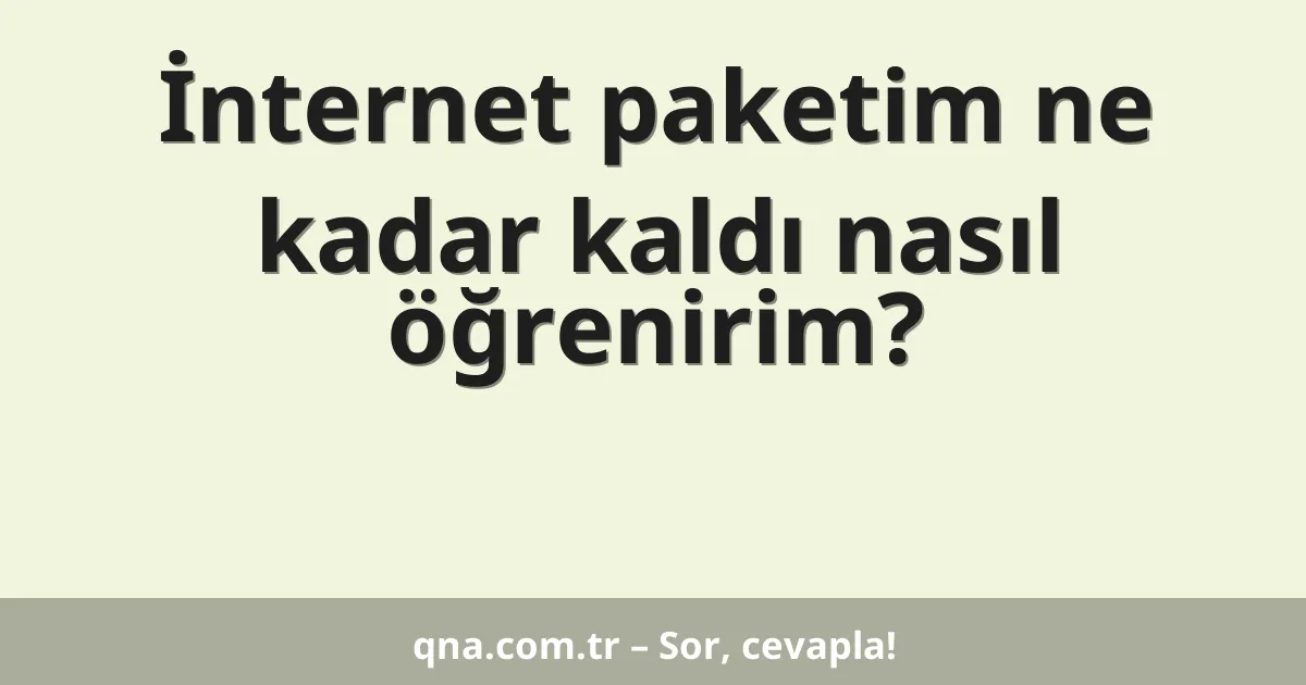 İnternet paketim ne kadar kaldı nasıl öğrenirim?