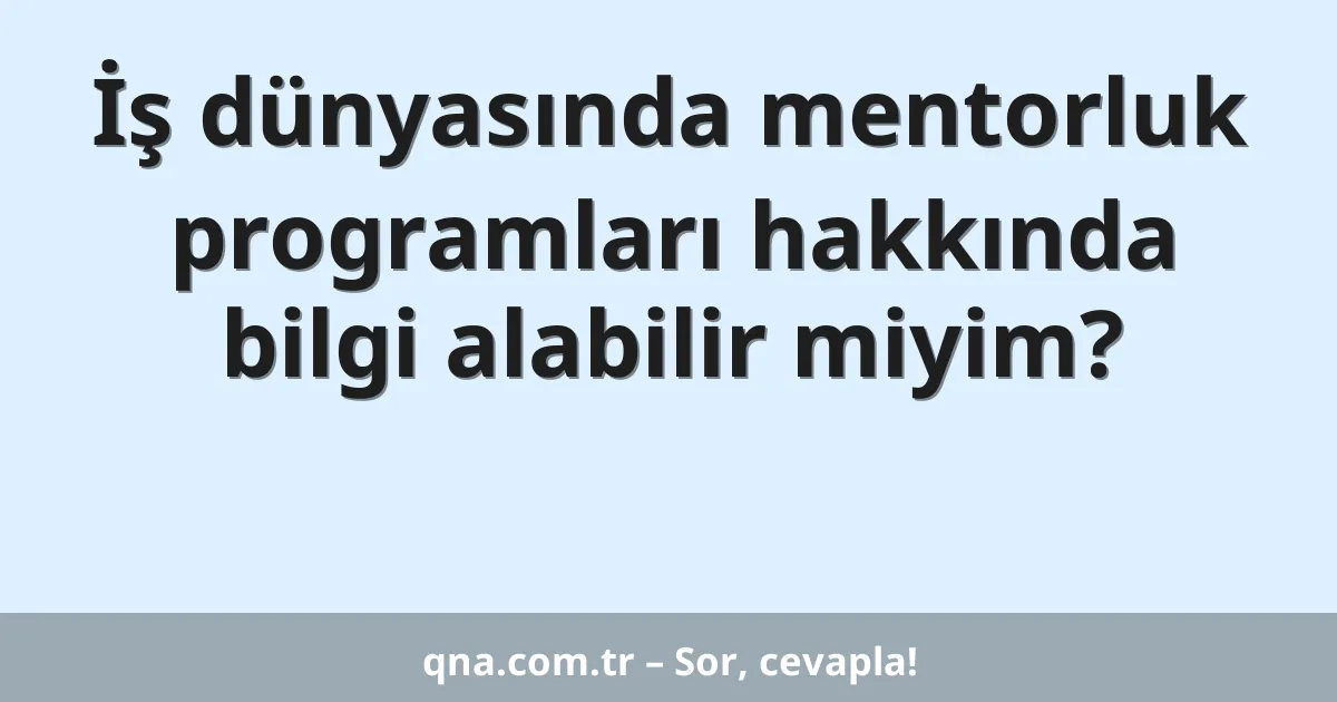 İş dünyasında mentorluk programları hakkında bilgi alabilir miyim?