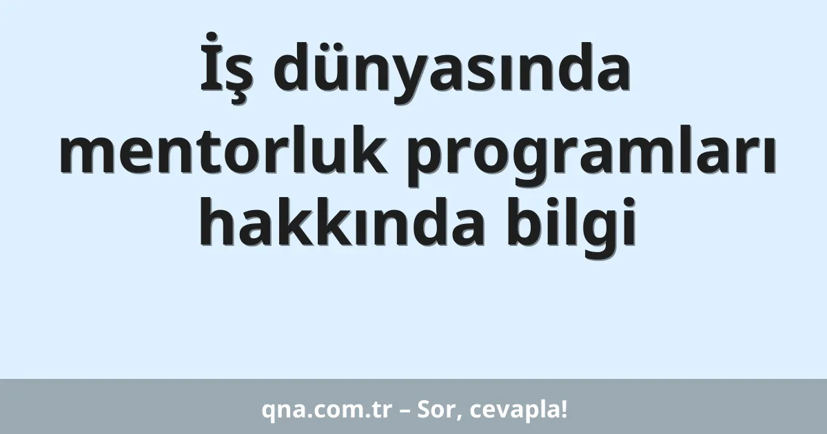 İş dünyasında mentorluk programları hakkında bilgi