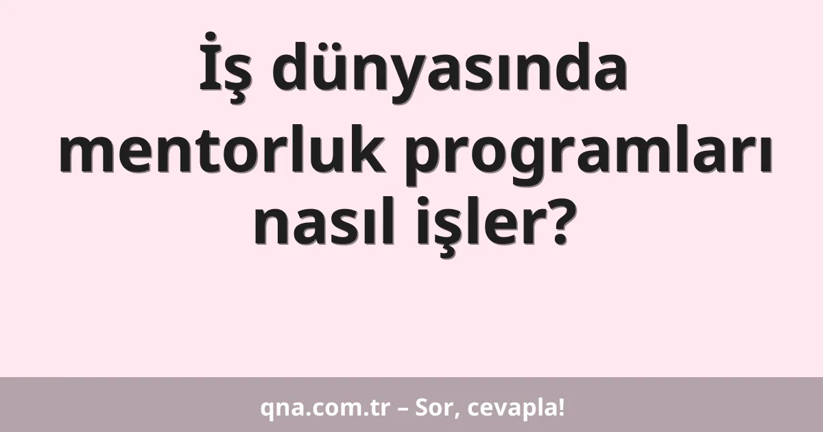 İş dünyasında mentorluk programları nasıl işler?