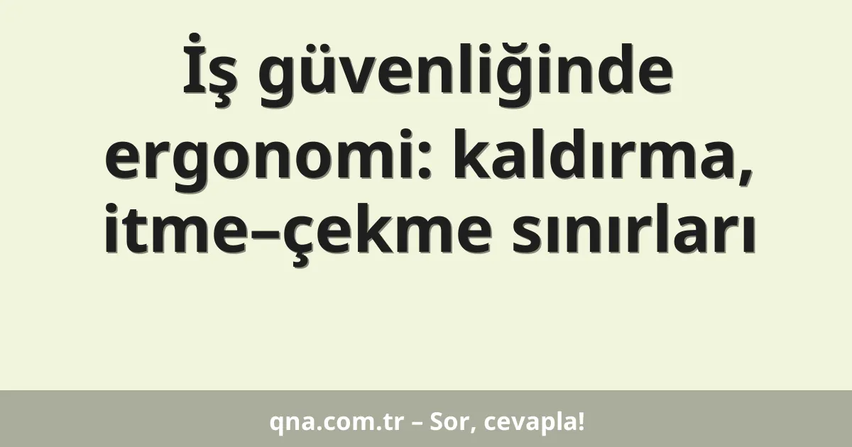 İş güvenliğinde ergonomi: kaldırma, itme–çekme sınırları